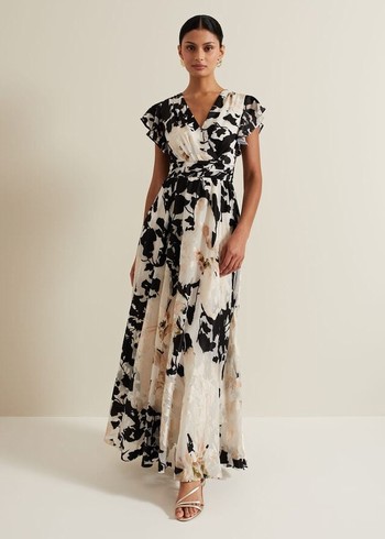 Phase Eight Liana Floral Dress Black/White Australia | YF3148576